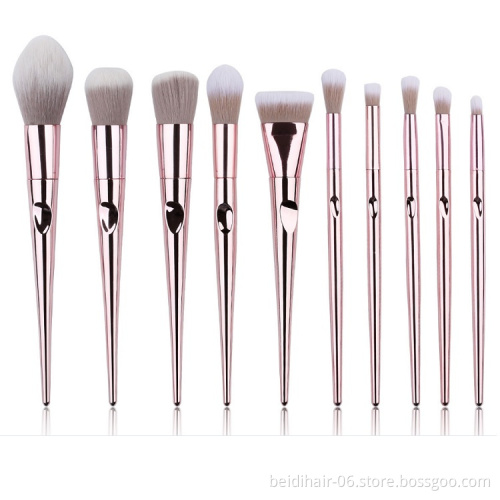10pcs Cosmetic Brush Pink Cosmetic Makeup Brush Set with Bag